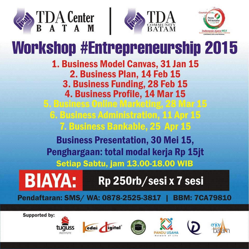 31 Januari 2015 Preview Workshop Business Model Canvas - TDA Batam Forum