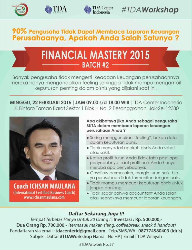 22 Februari 2015 Workshop 'Financial Mastery' - TDA Center Indonesia Forum