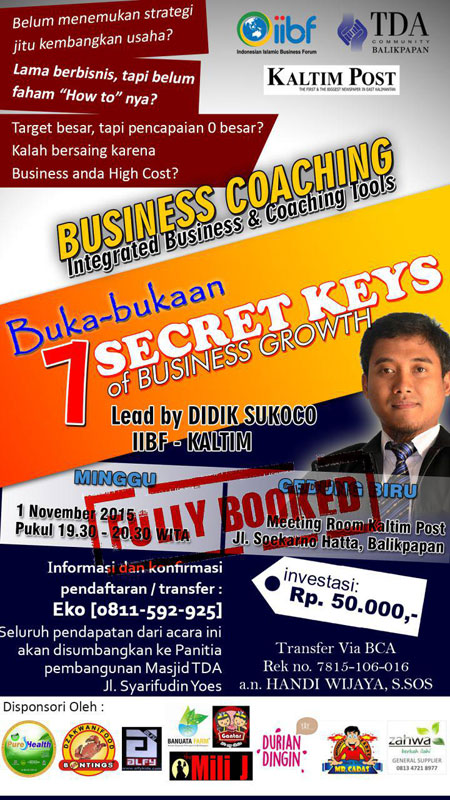 1 November 2015 Seminar '7 Secret Keys of Business Growth' - TDA Balikpapan Forum