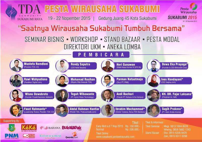 19 - 22 November Pesta Wirausaha Sukabumi - TDA Sukabumi