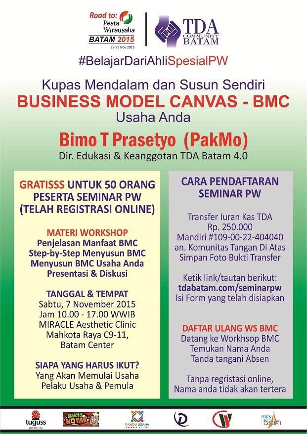 7 November Workshop 'Business Model Canvas' - TDA Batam Forum