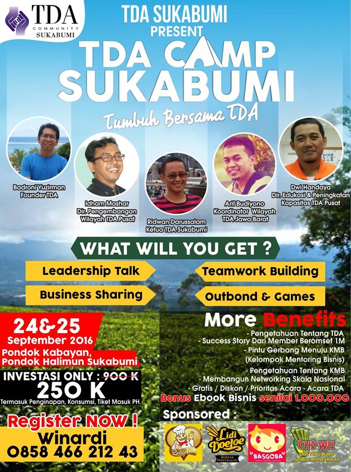 24 - 25 September 2016 TDA Camp 'Tumbuh Bersama TDA' - TDA Sukabumi Forum